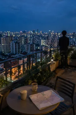Blue Hour Rooftop City Lights View