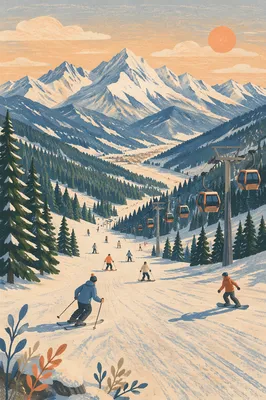 Panoramic Ski Lift Over Snowy Peaks