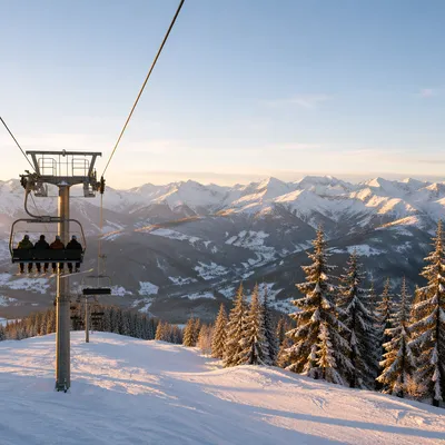 Quiet Ski Lift at Winter Sunrise