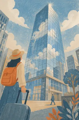Glass Skyscraper Reflecting Morning Clouds