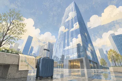 Glass Skyscraper Reflections in Spring Sky