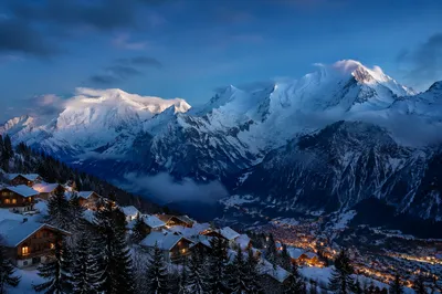Cozy Alpine Village Beneath Snowy Peaks
