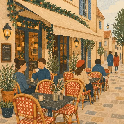Charming European Street Cafe Outdoor Seating