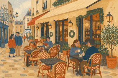 Charming European Street Cafe Outdoor Seating