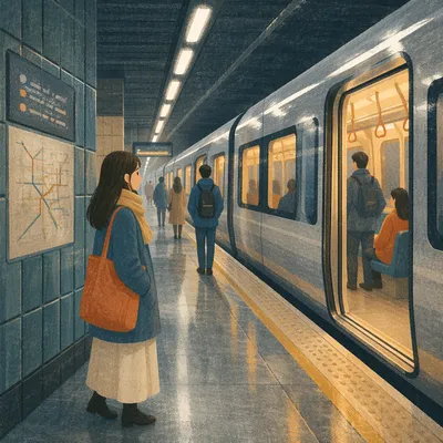 Calm Evening Metro Platform Journey