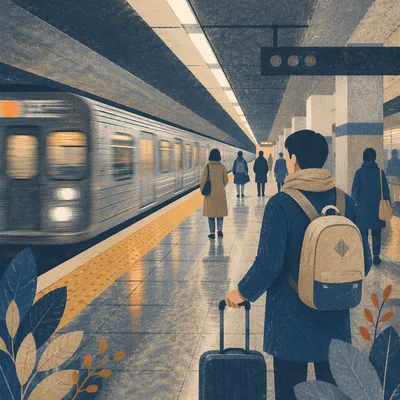 Calm Morning Metro Platform Arrival Scene