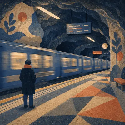 Quiet Underground Metro Platform at Dusk