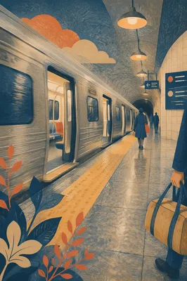 Calm Dawn Metro Arrival Platform Scene