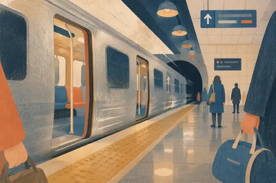 Calm Dawn Metro Arrival Platform Scene