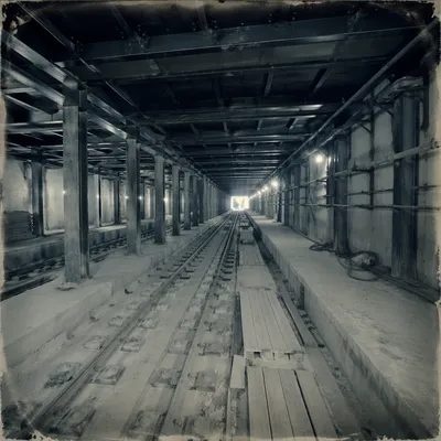 Empty Metro Tunnel Under Construction