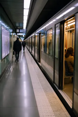 Calm Evening Metro Platform With Train