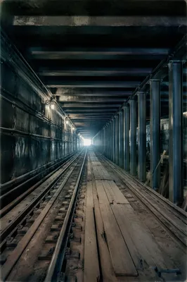 Empty Underground Metro Tunnel Under Construction