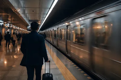 Early Morning Metro Platform Travel Scene