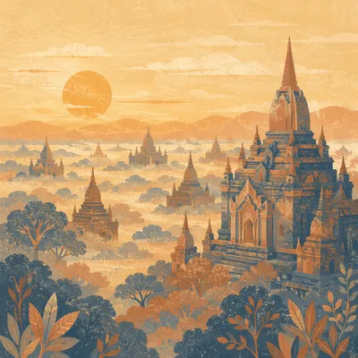 Sunrise Over Ancient Temple Ruins