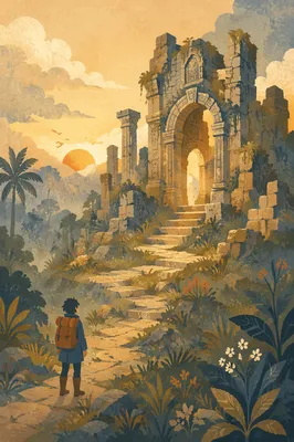 Sunrise Over Ancient Temple Ruins