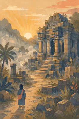 Sunrise Over Ancient Temple Ruins