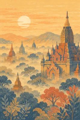 Sunrise Over Ancient Temple Ruins