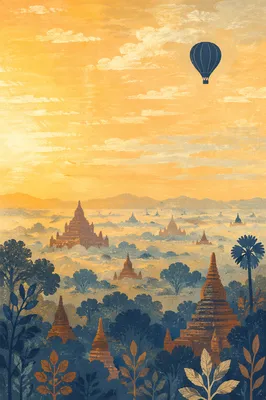 Golden Sunrise Above Ancient Temple Ruins