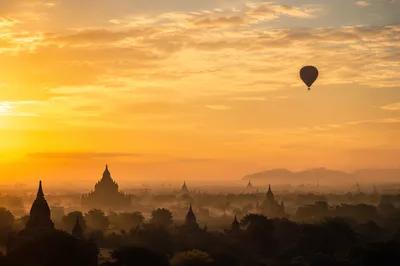 Golden Sunrise Over Ancient Temple Ruins