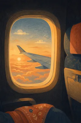 Sunset View from Airplane Window