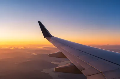 Golden Sunset View From Airplane Window