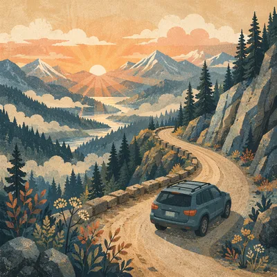 SUV Adventure on Misty Mountain Road