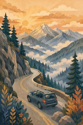 SUV Adventure on Misty Mountain Road