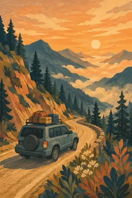 SUV Adventure on Misty Mountain Road