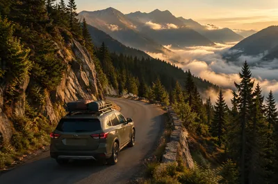 SUV Adventure on Misty Mountain Road