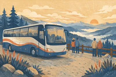 Sunrise Tour Bus at Mountain Overlook