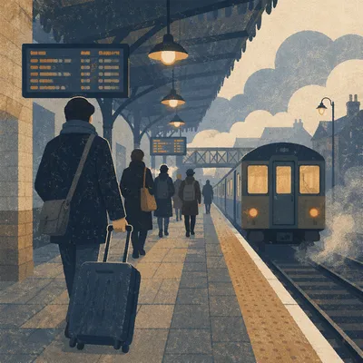 Blue Hour City Train Platform Commute