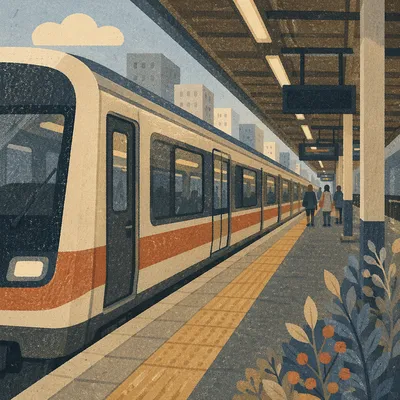 Early Morning Commuter Train Platform