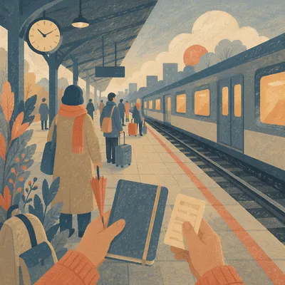 Quiet Blue Hour Train Platform Journey