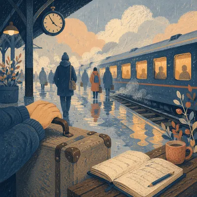 Quiet Faith on Rainy Train Platform