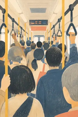 Morning Rush Inside City Commuter Train
