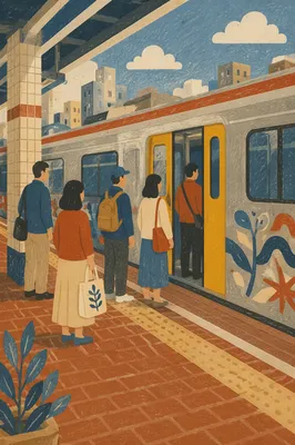 City Commuters Boarding Train Platform
