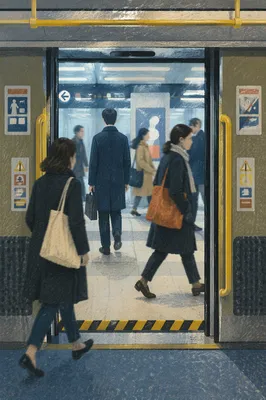 Busy City Train Platform Commute