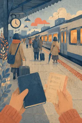 Quiet Blue Hour Train Platform Journey