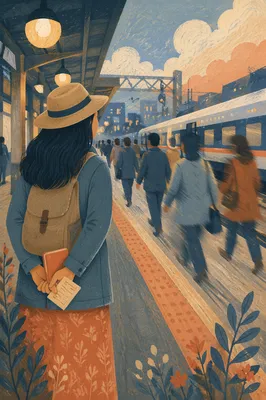 Quiet Prayer on City Train Platform