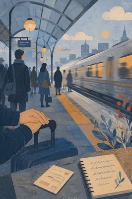 Quiet Dawn Commuters on City Platform