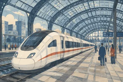 High-Speed Train at City Platform
