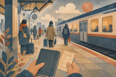 Quiet Blue Hour Train Platform Journey