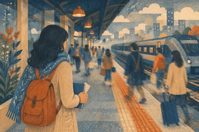Prayer Before Departure on City Platform