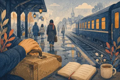 Quiet Faith on Rainy Train Platform