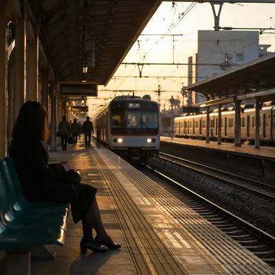 Golden Hour Urban Train Platform