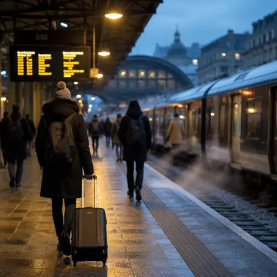 Blue Hour City Train Platform Commute