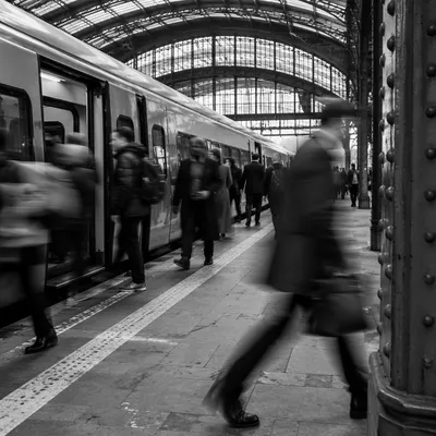 Rush Hour City Train Platform Scene