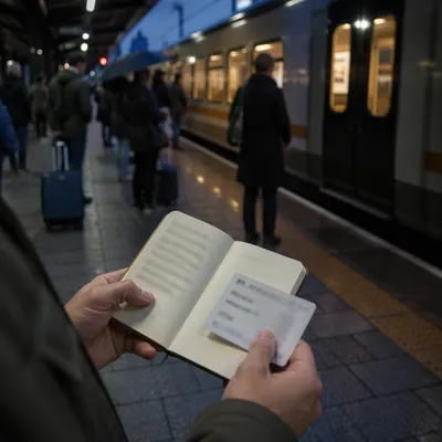 Quiet Commuters Awaiting an Evening Train