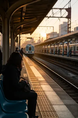Golden Hour Urban Train Platform