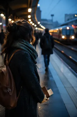 Quiet Prayer on City Train Platform